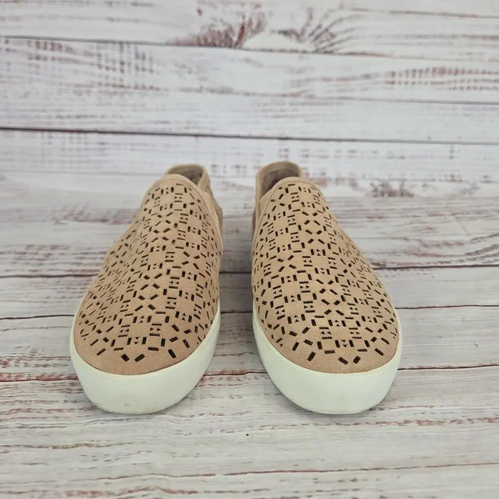 Joie Huxley Slip on Shoes Womens 40 Beige Perforated Suede Casual Neutral Basic